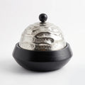 74974-A Luhpar Wave Wooden Round Storage Box with Textured Aluminum Lid