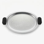 75039-A – Luhpar Vertex Stainless Steel Oval Serving Tray with Black Handles – Small