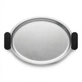 75039-B – Luhpar Vertex Stainless Steel Oval Serving Tray with Black Handles – Medium
