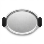 75039-B – Luhpar Vertex Stainless Steel Oval Serving Tray with Black Handles – Medium