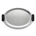 75039-C – Luhpar Vertex Stainless Steel Oval Serving Tray with Black Handles – Large