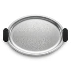 75039-C – Luhpar Vertex Stainless Steel Oval Serving Tray with Black Handles – Large