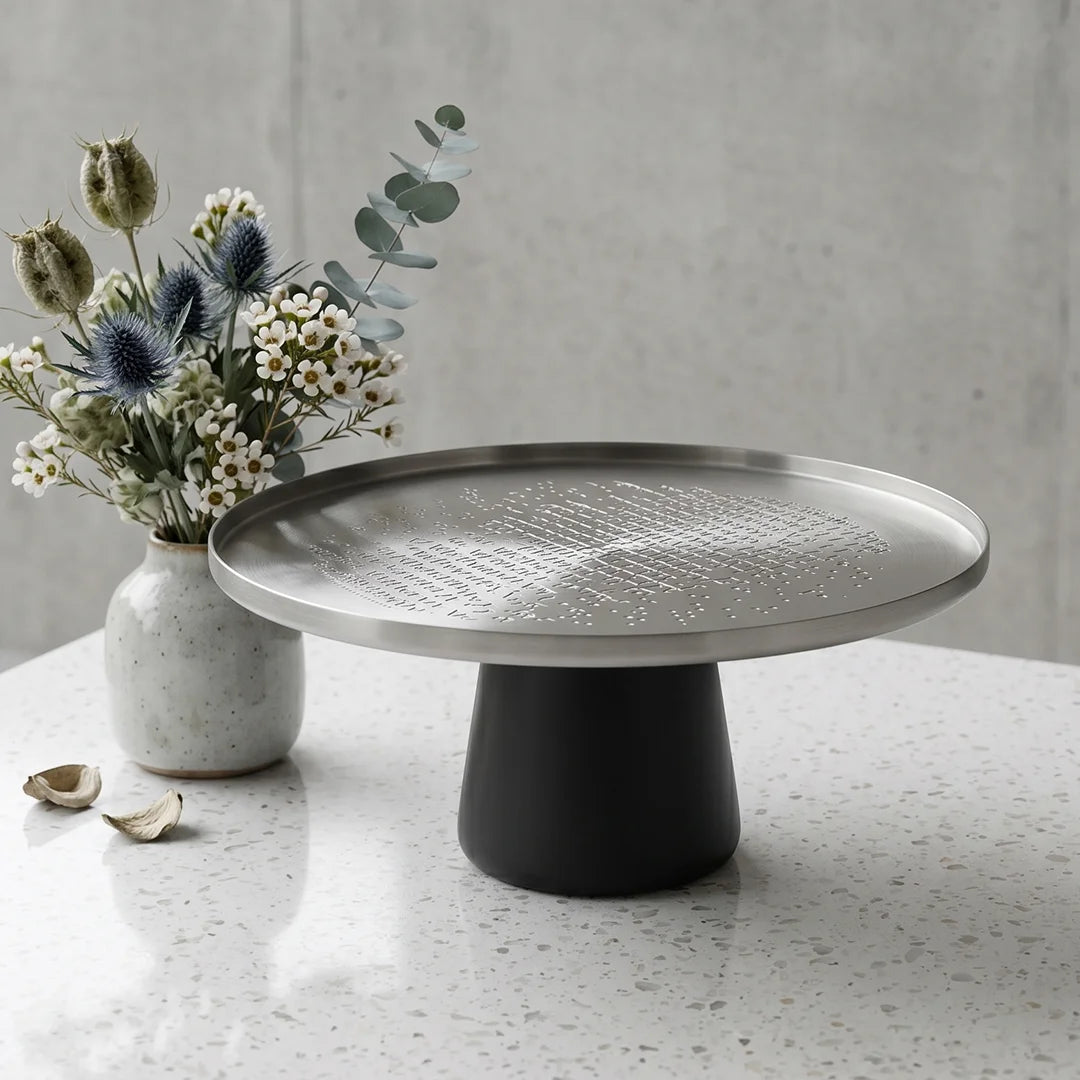 75044-C – Luhpar Vertex Stainless Steel Cake Stand – Large