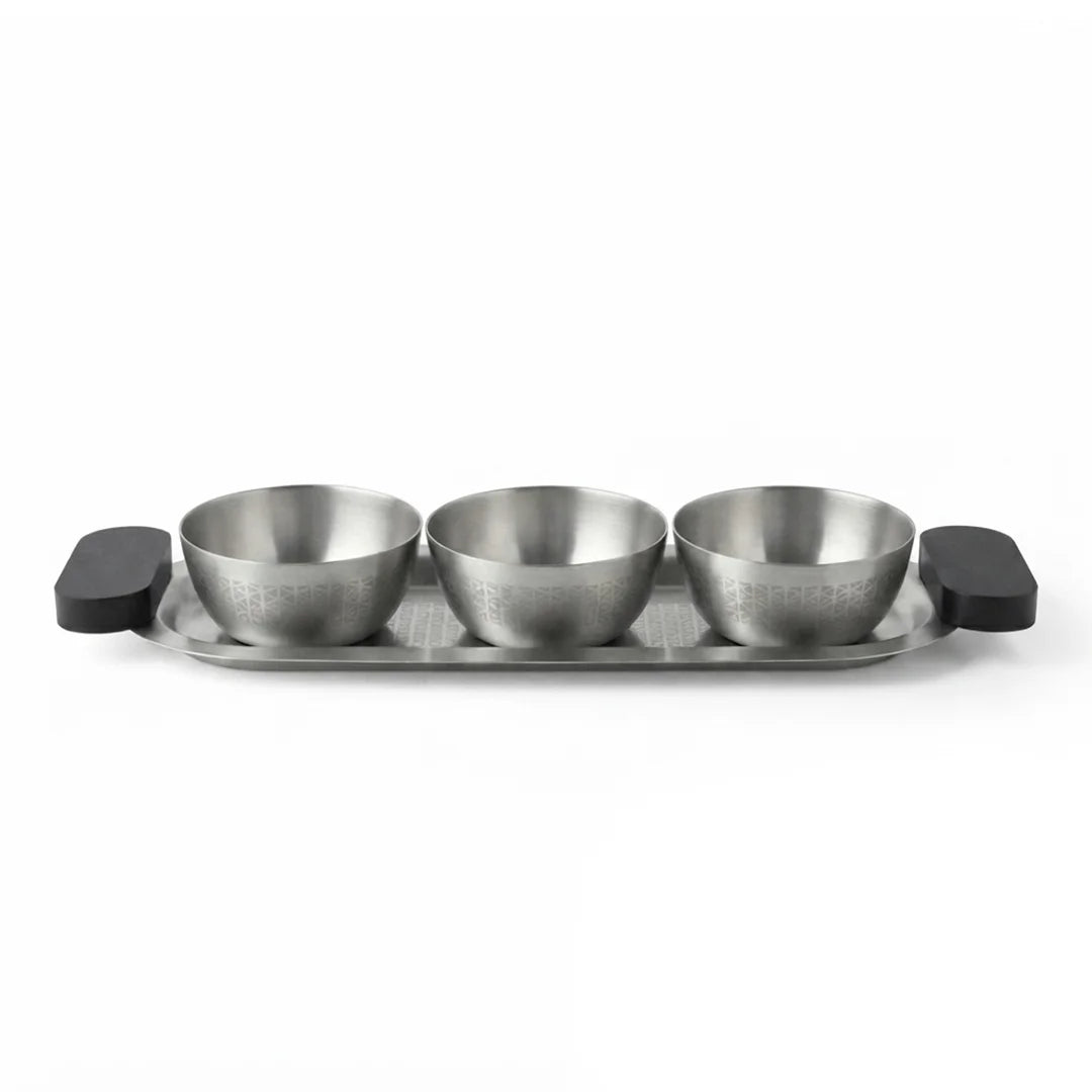 75048 –  Luhpar Vertex Stainless Steel Serving Tray with 3 Bowls