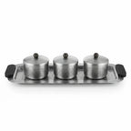 75051-B – Luhpar Vertex Stainless Steel Condiment Tray with 3 Storage Boxes