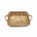 A419-10 Rectangular Gold Metal Decorative Tray with Handles (Small / Medium)