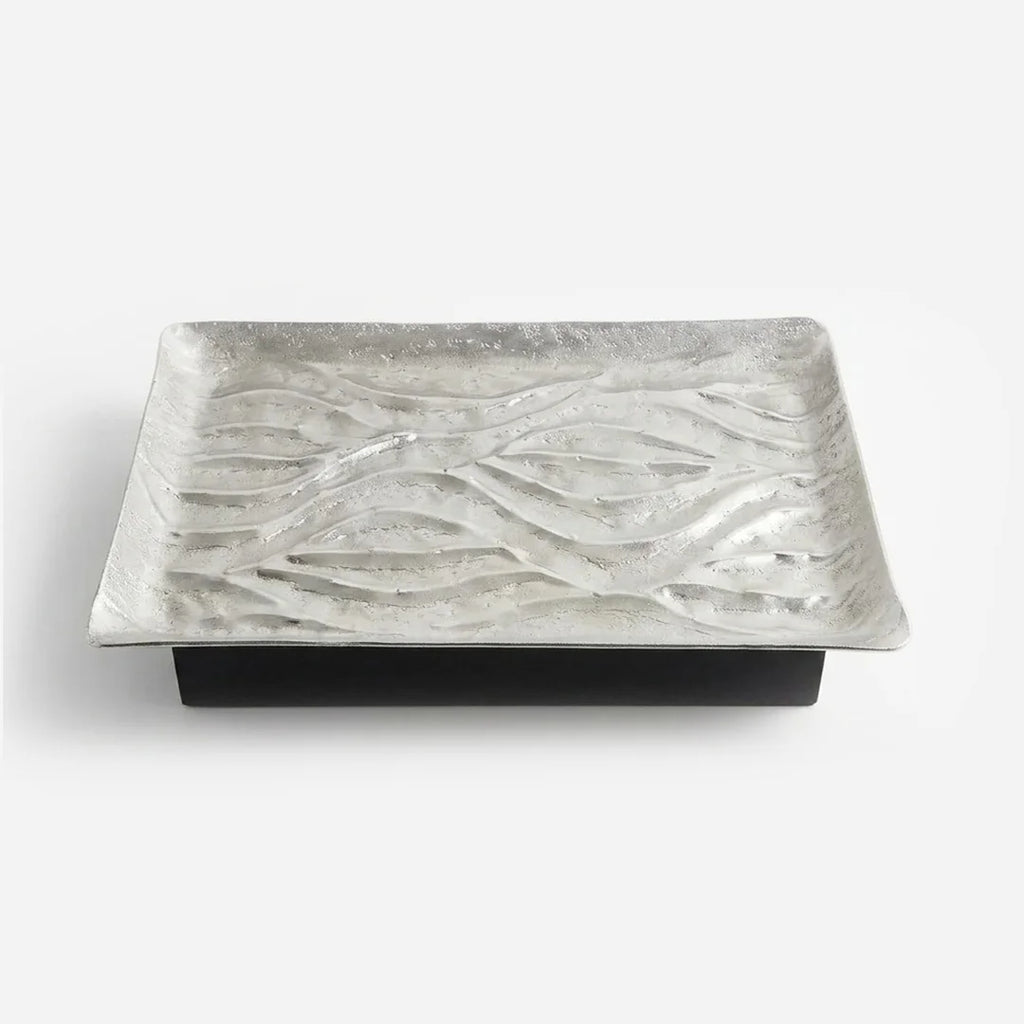 74896-A Luhpar Wave Textured Aluminum Rectangular Serving Platter (Small)