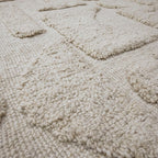 سجادة صوفية منسوجة يدويًا من PHCR0019 - سجادة هندسية كريمية الملمس، 200×300 سم