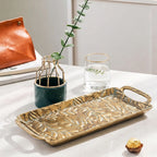 A419-13 Gold Metal Decorative Tray with Handles (Small / Medium)