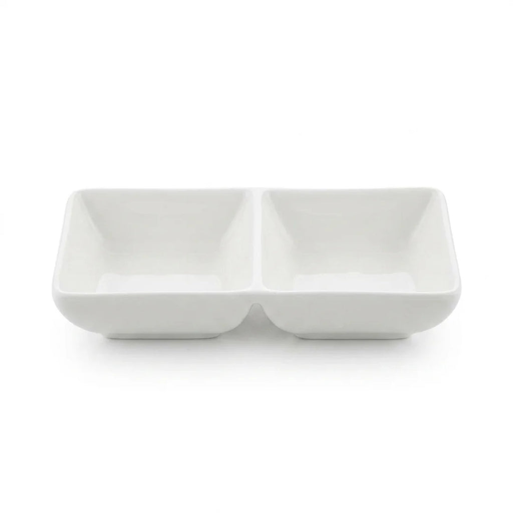 A3384 – Horeca Rectangular Double Compartment Dish White