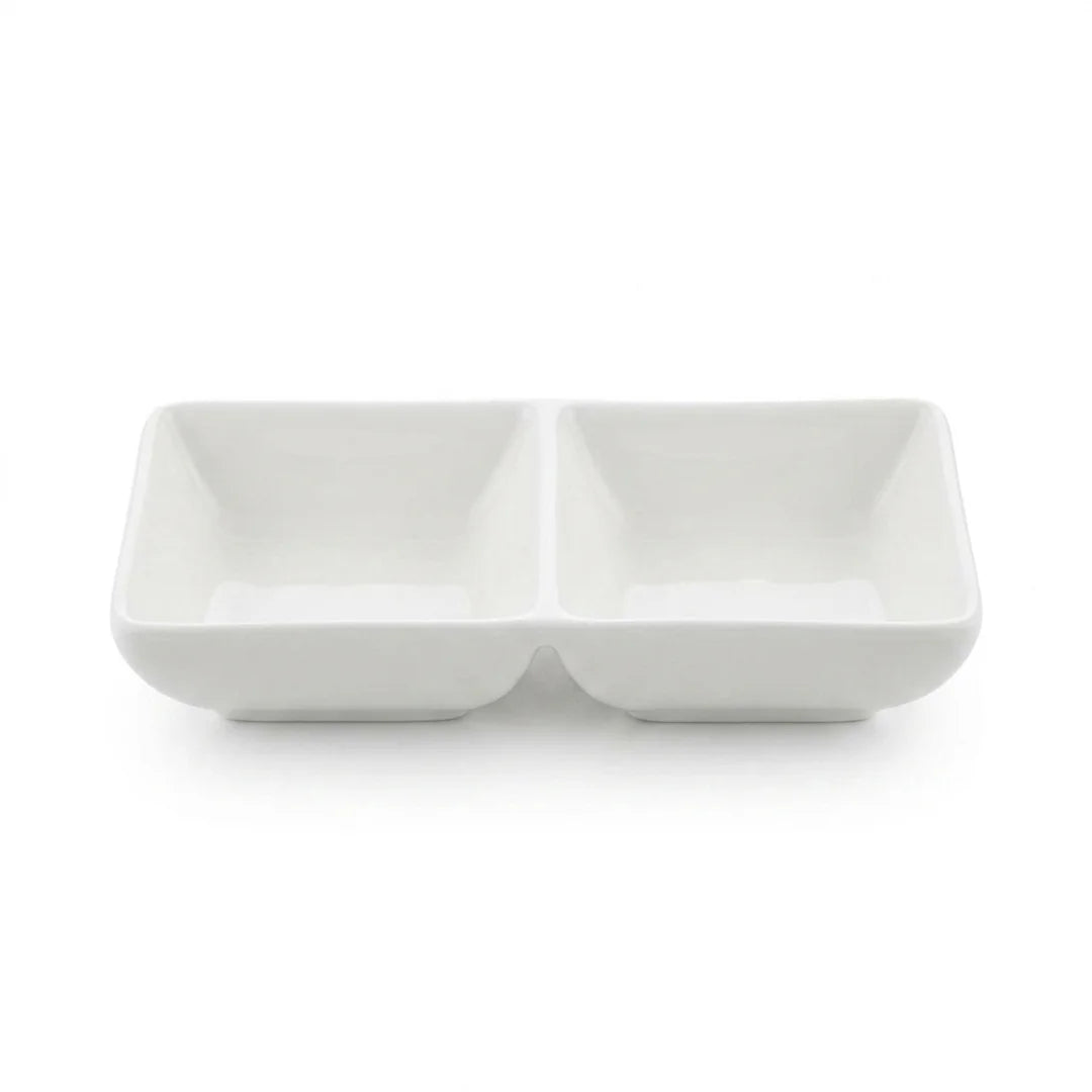 A3384 – Horeca Rectangular Double Compartment Dish White