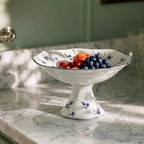 AB-017 Blue Azure Square Pedestal Serving Bowl with Blue Rim – 12.2"