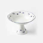 AB-018 Blue Azure Square Pedestal Serving Bowl with Blue Rim – 9.5"