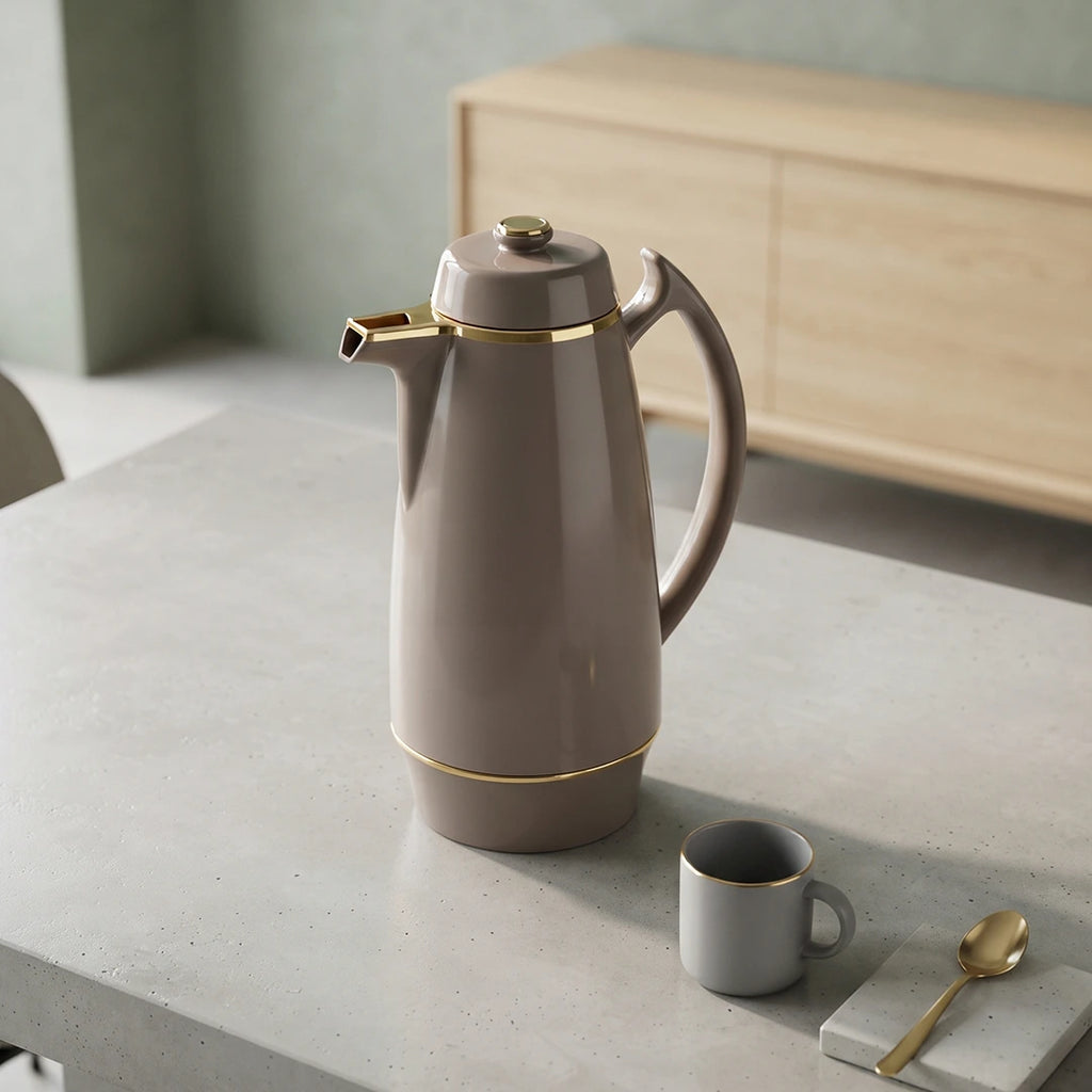 AH-SA10-TA Zojirushi Glossy Taupe Brown & Gold Thermal Handy Pot – 1.0 L