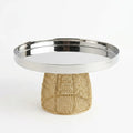 AHE-2492 Round Serving Stand Metal Tray with Gold Base