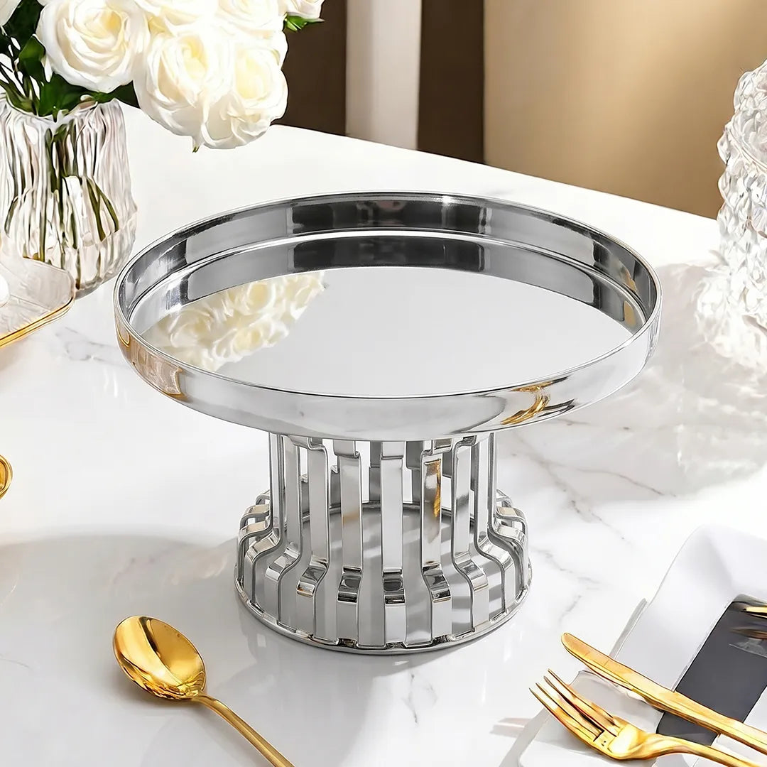 AHE-2498 Round Cake Stand Silver Finish Large
