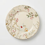 Luhpar Chinoserie Floral porcelain serving platter, 12 inch with gold rim