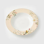 Luhpar Chinoserie Floral porcelain soup plate, 8.5 inch with gold rim