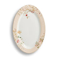 Luhpar Chinoserie Floral porcelain oval plate, 12 inch with gold rim
