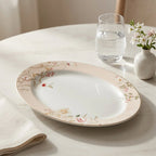 Luhpar Chinoserie Floral porcelain oval plate, 12 inch — detail view