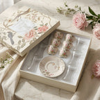 Luhpar Chinoserie Floral 18-piece porcelain tea cup set with gold rim