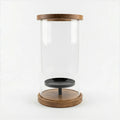 C25K0074/2 Luhpar Wooden Candle Holder Lantern with Glass Cylinder 25 cm Natural Oak