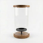 C25K0074/2 Luhpar Wooden Candle Holder Lantern with Glass Cylinder 25 cm Natural Oak
