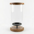 C25K0074/1 Luhpar Wooden Candle Holder Lantern with Glass Cylinder 31 cm Natural Oak
