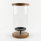 C25K0074/1 Luhpar Wooden Candle Holder Lantern with Glass Cylinder 31 cm Natural Oak