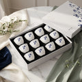 AB-019 Blue Azure Porcelain Cawa Cup Set of 12 with Blue Rim