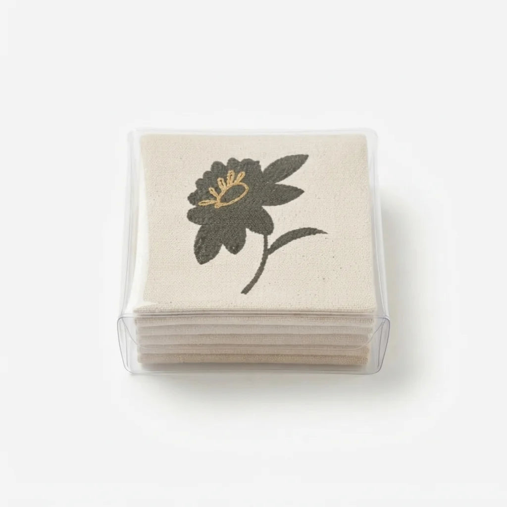 Artisanal Botanical Flower Coasters – Set of 6, 10 × 10 cm