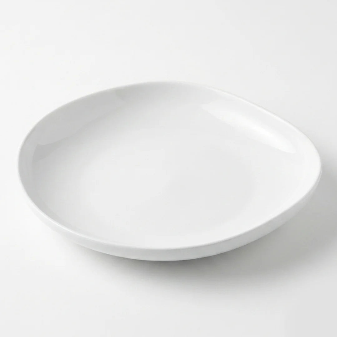 Luhpar Pebble Collection white egg-shape dinner plate, 10.5 inch