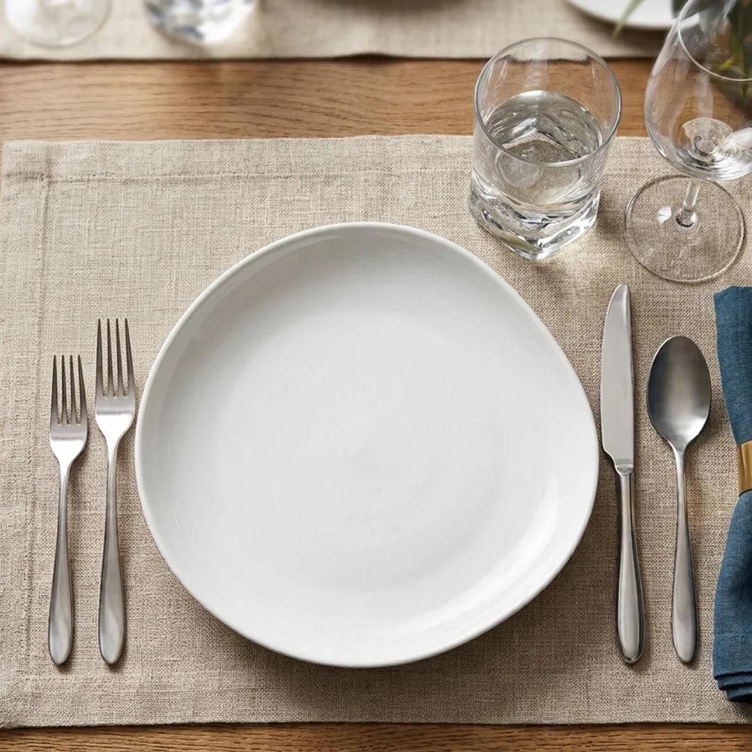 Luhpar Pebble Collection white egg-shape plate, 9 inch — detail view
