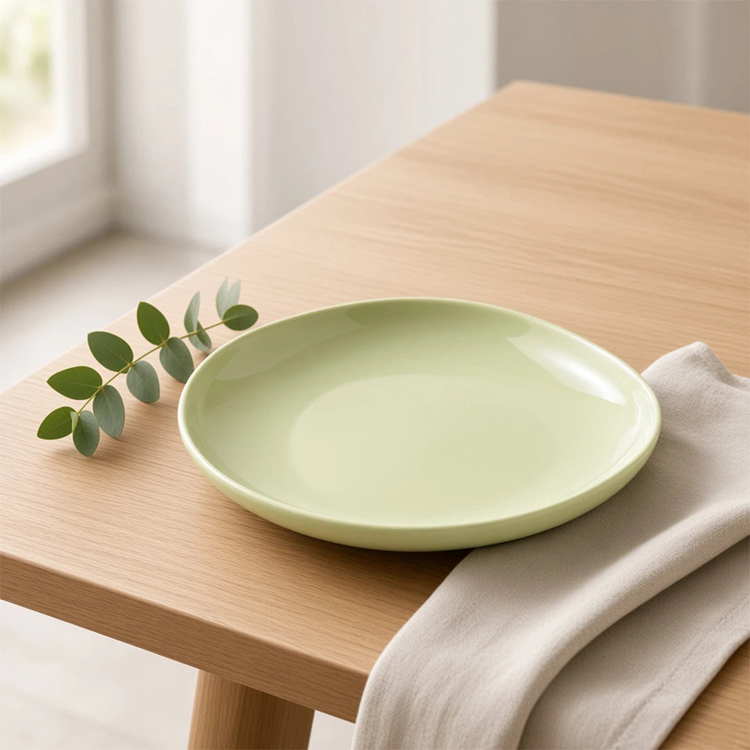 Luhpar Pebble Collection green egg-shape plate, 8 inch — alternate view