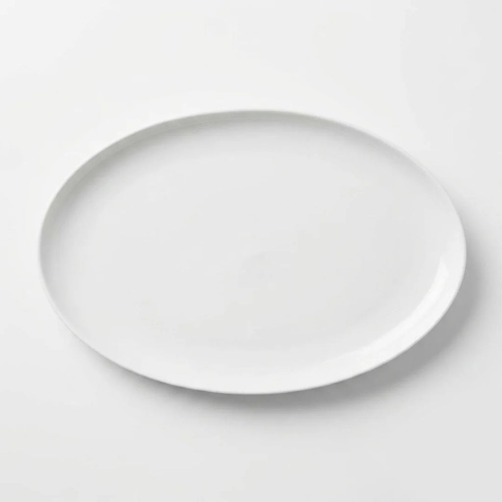 Luhpar Pebble Collection white organic oval plate, 14 inch — alternate view
