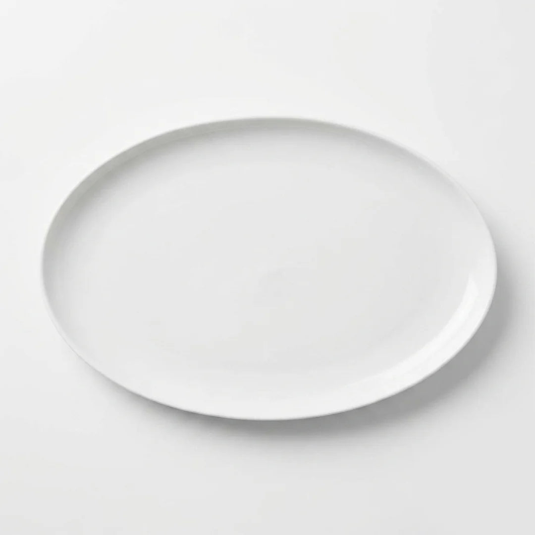 Luhpar Pebble Collection white organic oval plate, 14 inch — alternate view