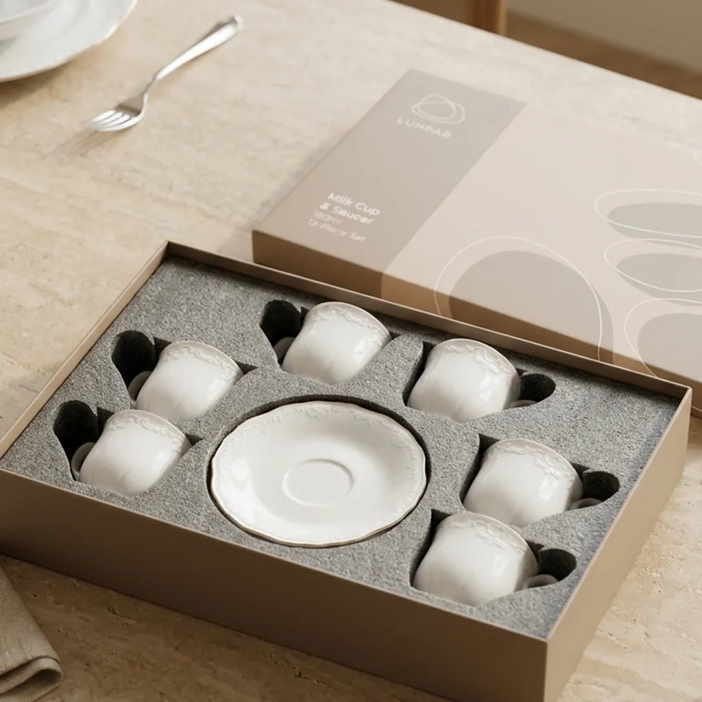 HO-002 Imperia Porcelain Milk Cup & Saucer Set of 12 Pieces – 180 ml