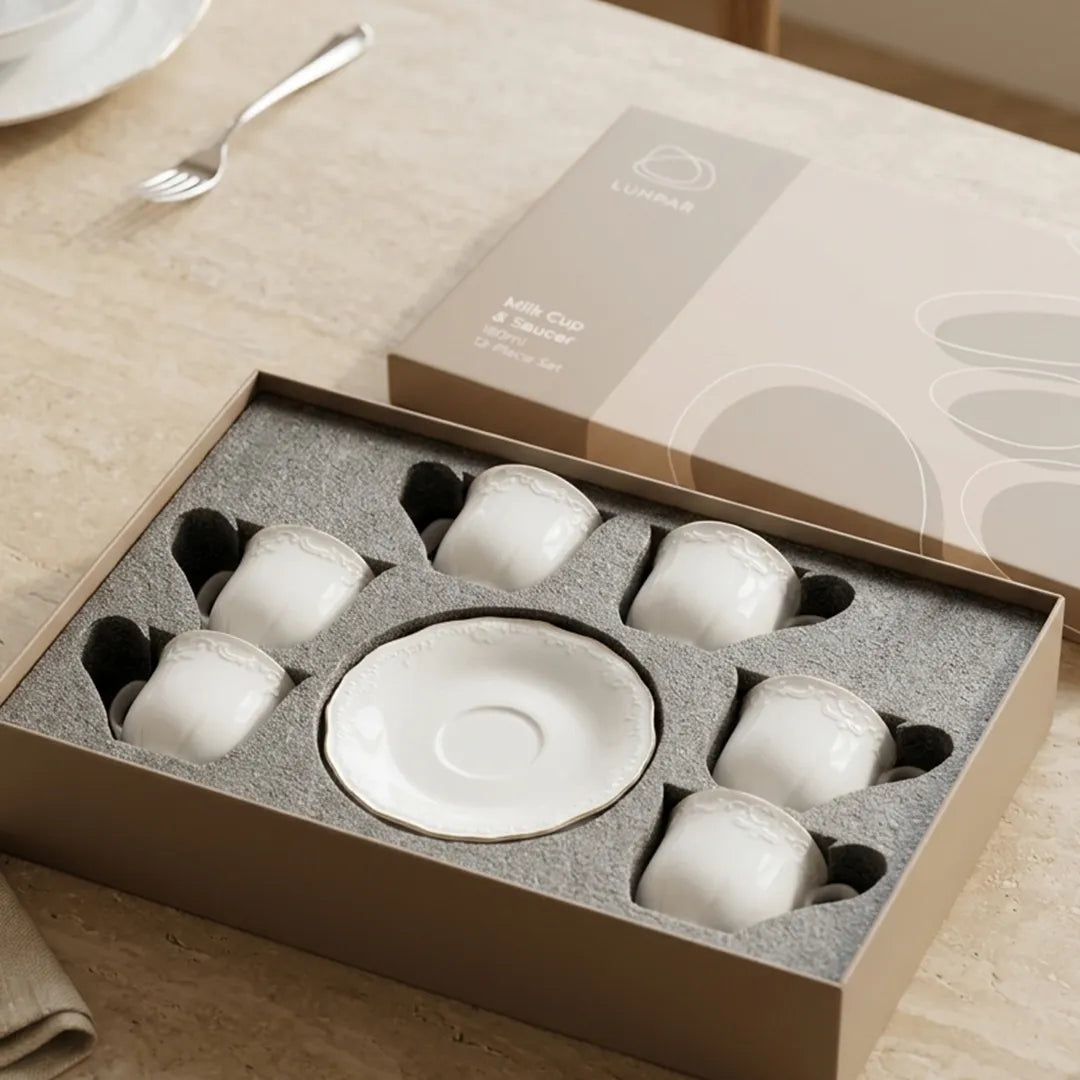 HO-002 Imperia Porcelain Milk Cup & Saucer Set of 12 Pieces – 180 ml