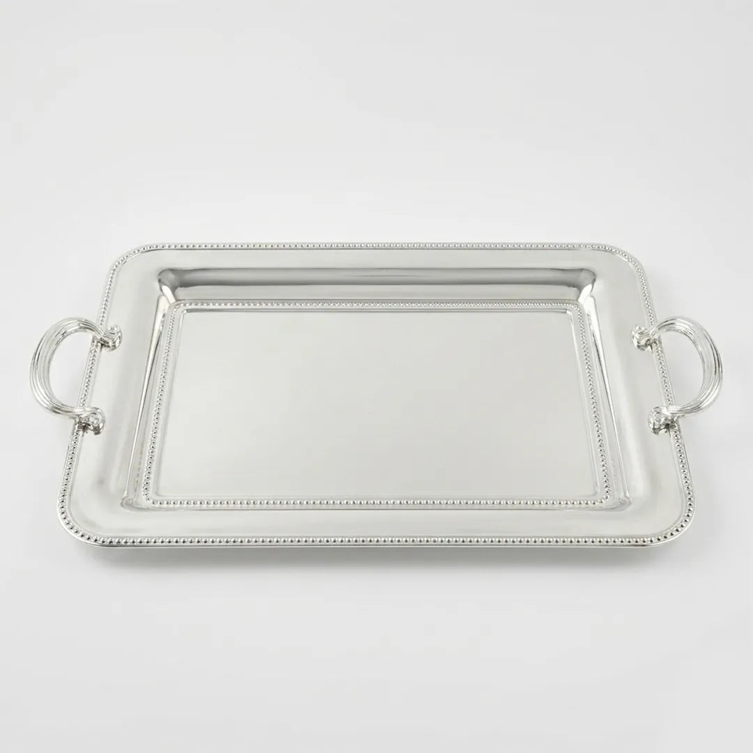 HO-1006B-S-S-SW Rectangular Metal Serving Tray with Handles 44 x 32 cm