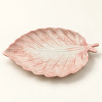 Berry Bloom blush pink leaf plate in glossy New Bone China, 20.3 x 11.7 cm