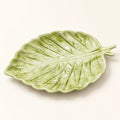 Berry Bloom fresh green leaf plate in glossy New Bone China, 20.3 x 11.7 cm