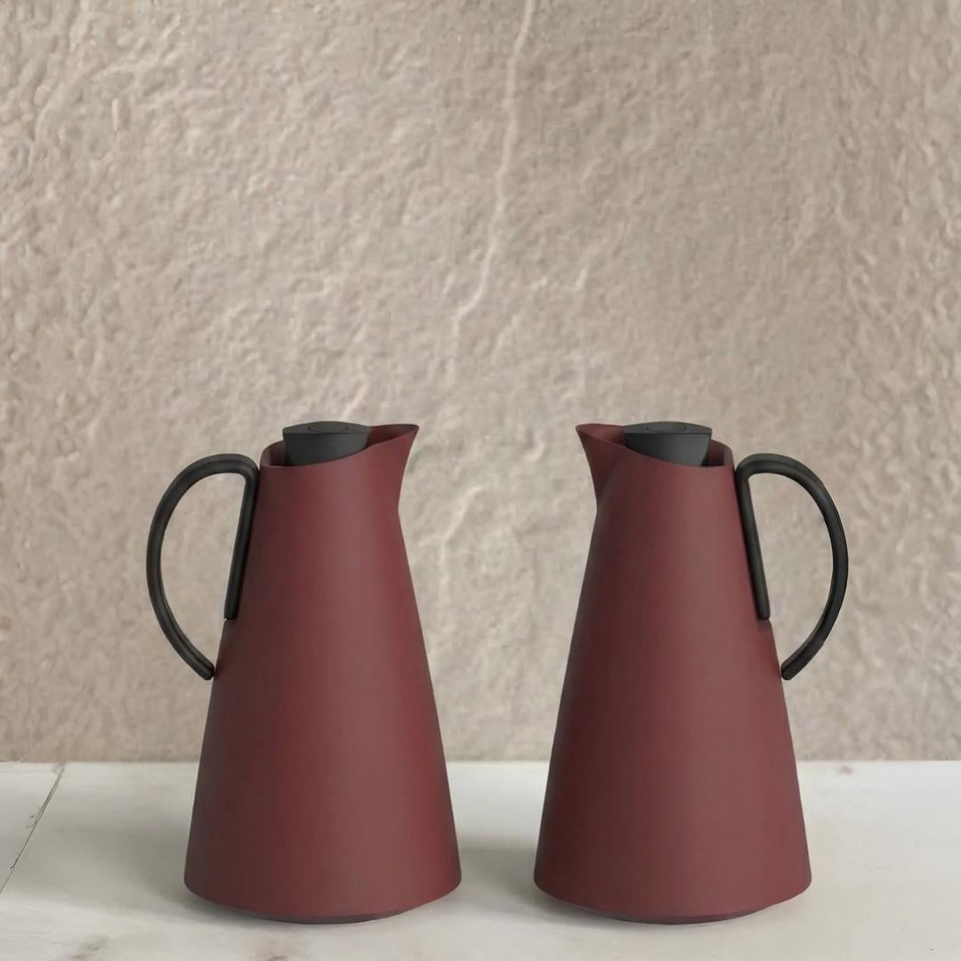 HS-2501 Adaman Vacuum Flask Set 1.0L Matt Burgundy with Black