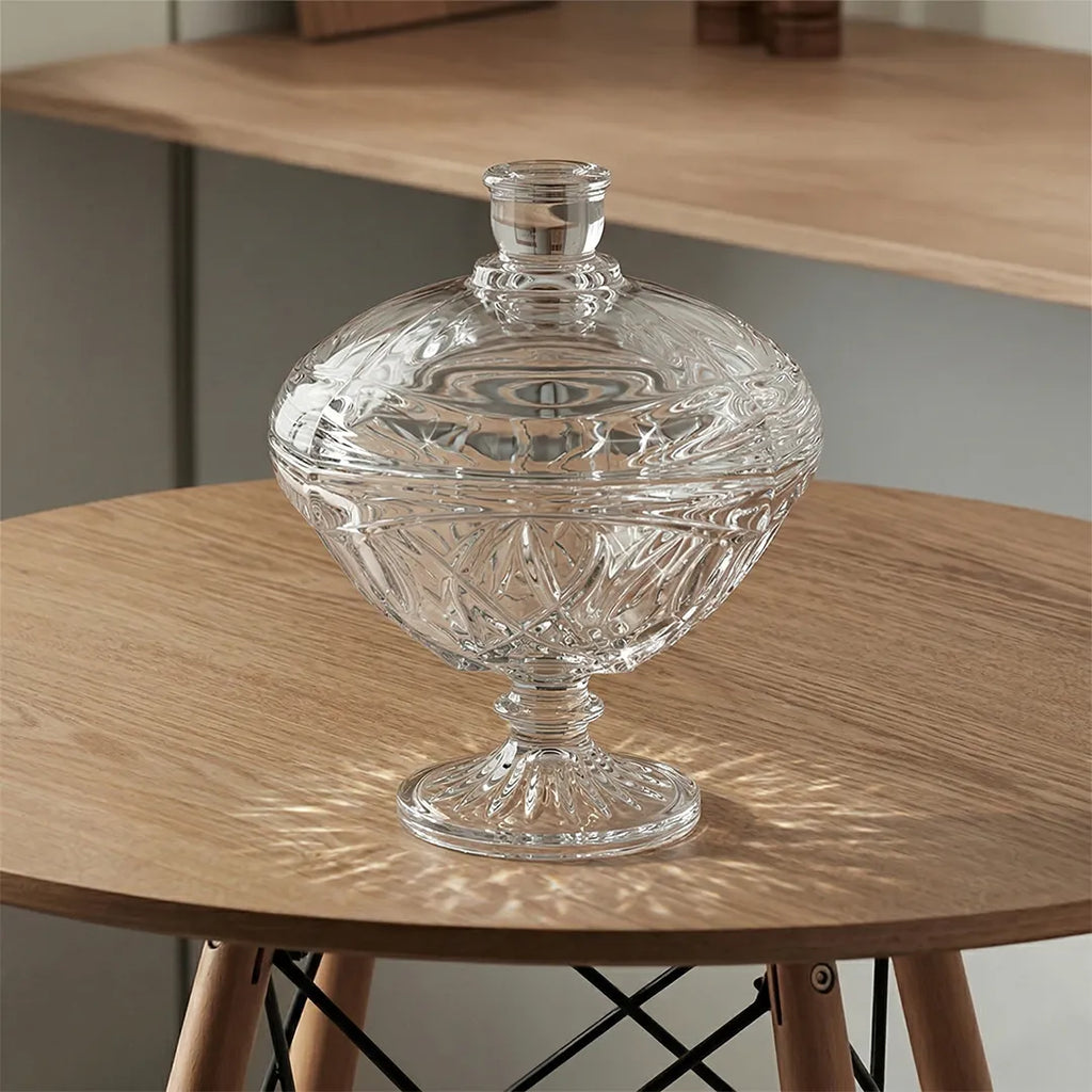 MS1202ZLF Glass Sugar Bowl with Stand & Lid 18 cm