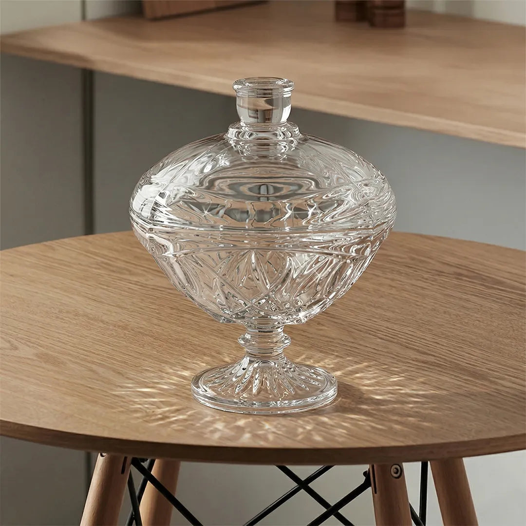 MS1202ZLF Glass Sugar Bowl with Stand & Lid 18 cm