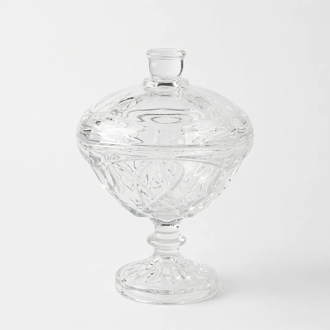 MS1202ZLF Glass Sugar Bowl with Stand & Lid 18 cm