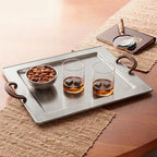 MTN1365 / WD5102 Rectangular Metal Serving Tray with Curved Wooden Handles 42 cm