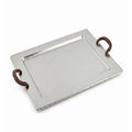 MTN1365 / WD5102 Rectangular Metal Serving Tray with Curved Wooden Handles 42 cm