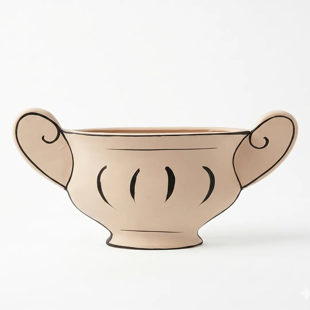 NW240794L-BEBK Ceramic Bowl Vase Beige Black 26 cm