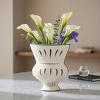 NW240796L-MWBL Ceramic Vase White Blue Pattern 24 cm