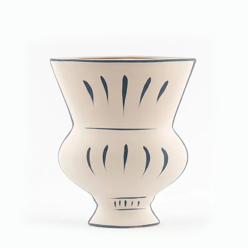 NW240796L-MWBL Ceramic Vase White Blue Pattern 24 cm